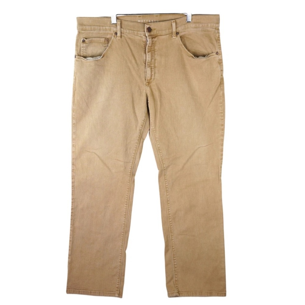 Mott & Bow Straight Mercer Jeans Mens 36x31 Khaki Stretch Twill Denim Modern